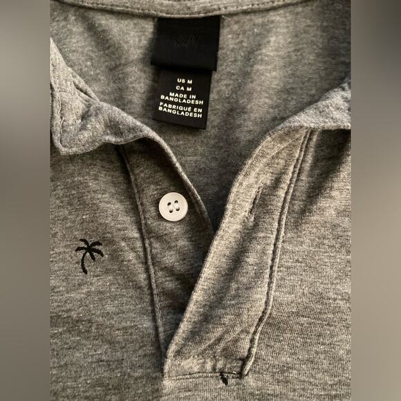 H&M Grey Tropical Palm Tree Cotton Polo Mens sz M - Picture 5 of 5